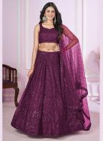 Soft Net Purple Wedding Wear Sequins Work Lehenga Choli